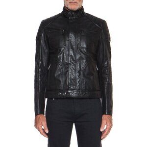 Belstaff Weybridge Black Hand Waxed Leather Quilted Moto Jacket